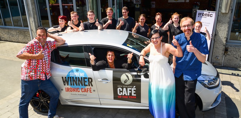 Ironic team winning best cafe of the year. 